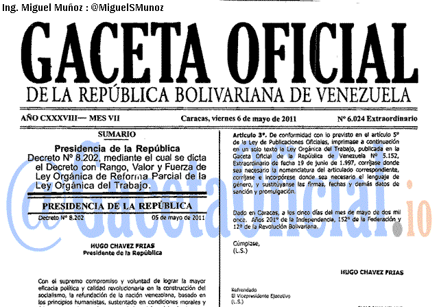 Gaceta Oficial 6024 del 6 Mayo 2011