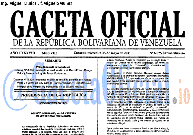 Gaceta Oficial 6025 del 25 Mayo 2011