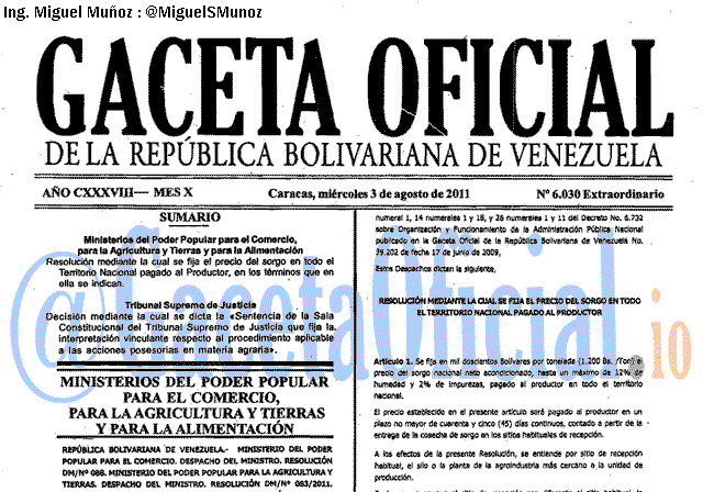 Gaceta Oficial 6030 del 3 Agosto 2011