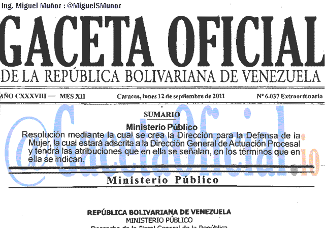 Gaceta Oficial 6037 del 12 Septiembre 2011