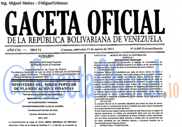 Gaceta Oficial 6095 del 13 Marzo 2013