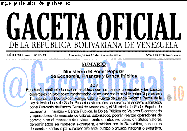 Gaceta Oficial 6128 del 17 Marzo 2014