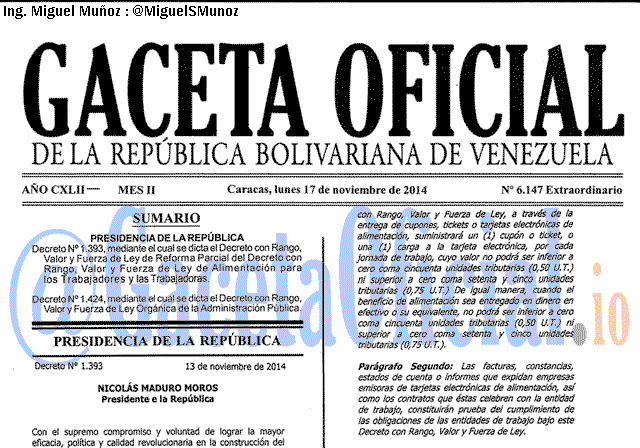Gaceta Oficial 6147 del 17 Noviembre 2014