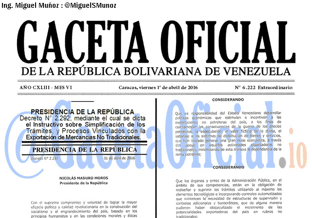 Gaceta Oficial 6222 del 1 abril 2016