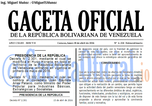 Gaceta Oficial 6224 del 18 abril 2016