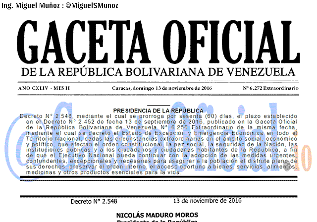 Gaceta Oficial 6272 del 13 Noviembre 2016