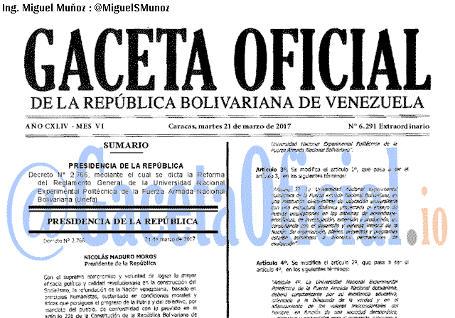 Gaceta Oficial 6291 del 21 marzo 2017