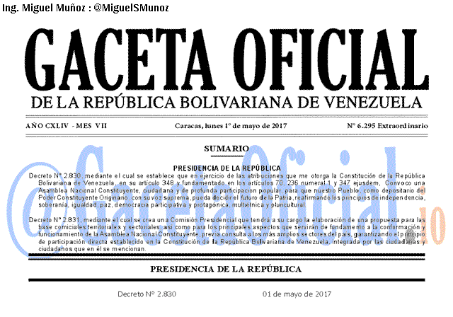 Gaceta Oficial 6295 del 1 mayo 2017