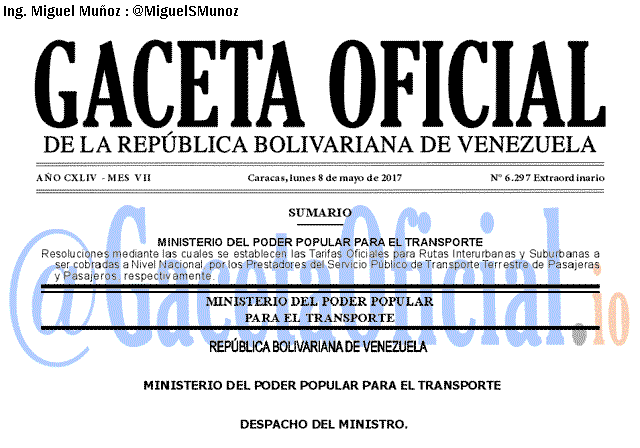 Gaceta Oficial 6297 del 8 mayo 2017