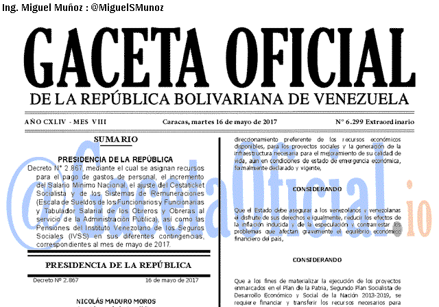 Gaceta Oficial 6299 del 16 mayo 2017