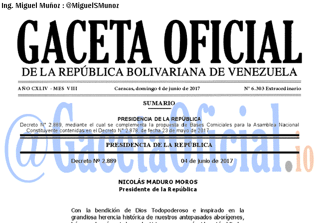 Gaceta Oficial 6303 del 4 junio 2017