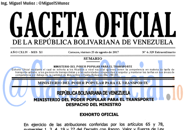 Gaceta Oficial 6329 del 25 agosto 2017