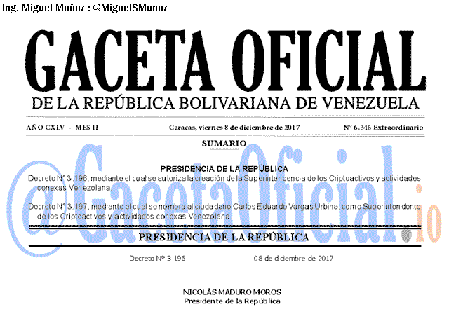 Gaceta Oficial 6346 del 8 diciembre 2017
