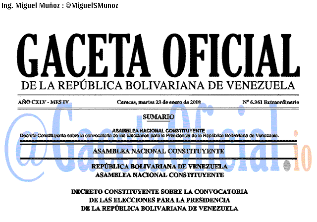 Gaceta Oficial 6361 del 23 enero 2018