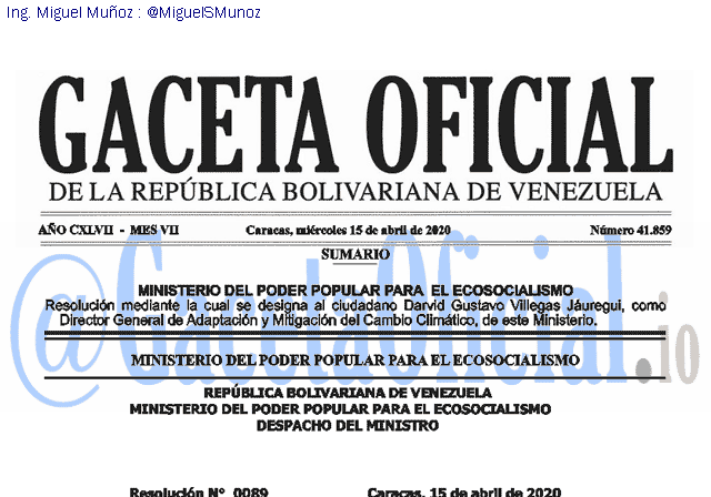 Gaceta Oficial 41859 del 15 abril 2020 Gaceta Oficial 41859 del 15 abril 2020