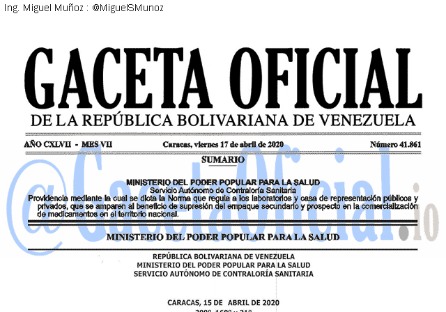 Gaceta Oficial 41861 del 17 abril 2020 Gaceta Oficial 41861 del 17 abril 2020