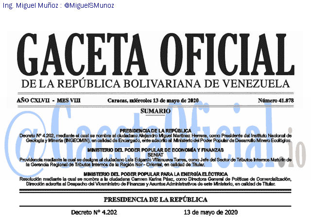 Gaceta Oficial 41878 del 13 mayo 2020