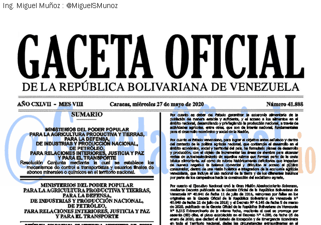Gaceta Oficial 41888 del 27 mayo 2020 Gaceta Oficial 41888 del 27 mayo 2020
