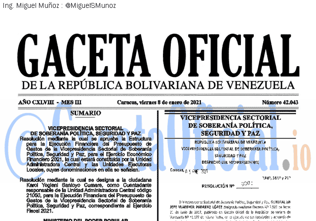 Gaceta Oficial 42043 del 8 Enero 2021