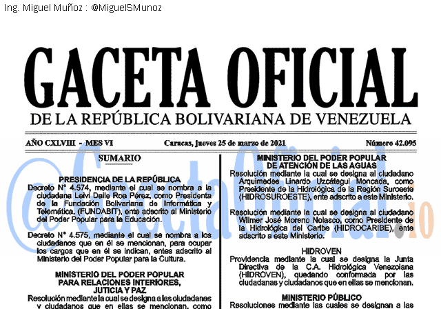 Gaceta Oficial 42095 del 25 marzo 2021