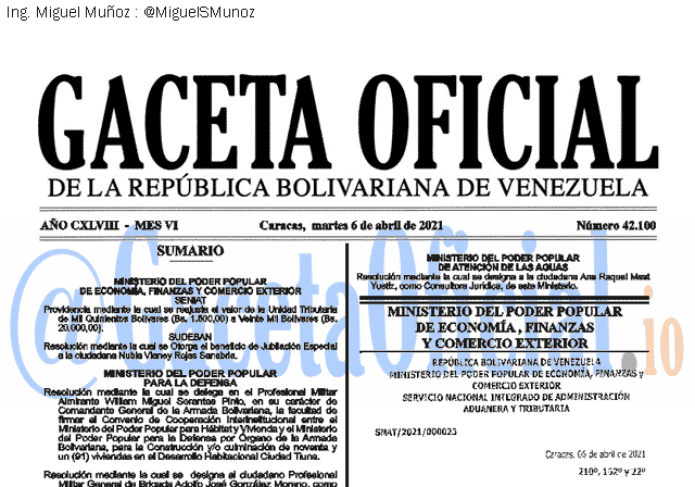 Gaceta Oficial 42100 del 6 abril 2021