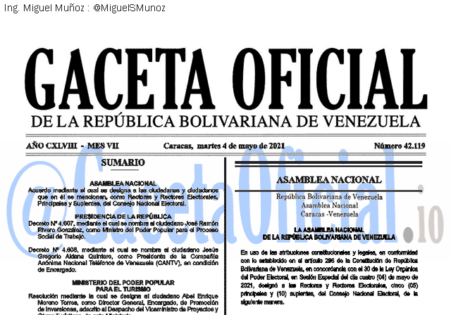 Gaceta Oficial 42119 del 4 mayo 2021