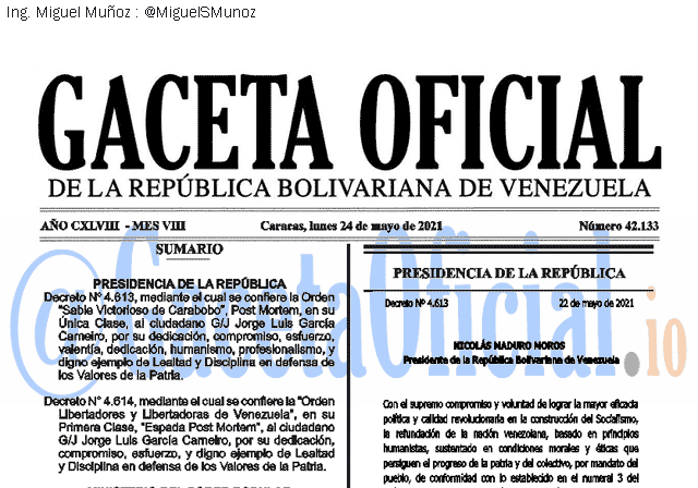 Gaceta Oficial 42133 del 24 mayo 2021