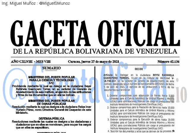Gaceta Oficial 42136 del 27 mayo 2021