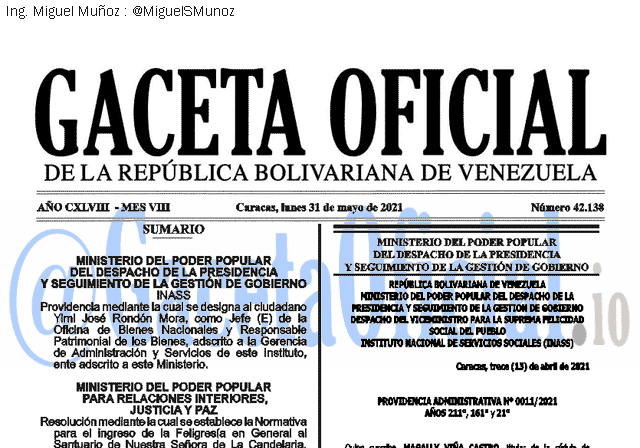 Gaceta Oficial 42138 del 20 mayo 2021