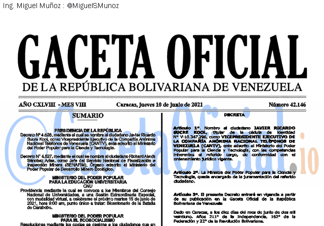 Gaceta Oficial 42146 del 10 junio 2021