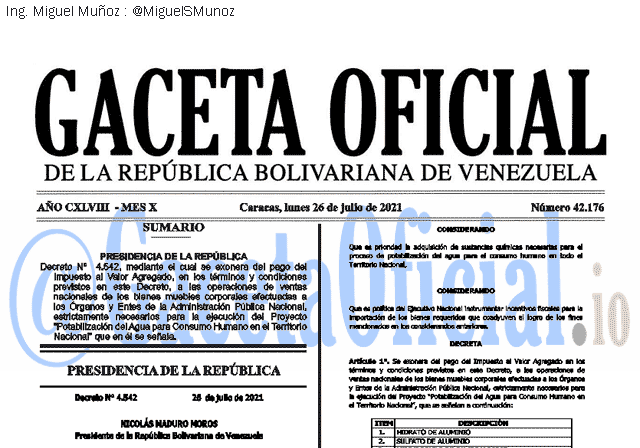 Gaceta Oficial 42176 del 26 julio 2021