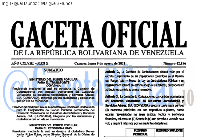 Gaceta Oficial 42186 del 9 agosto 2021