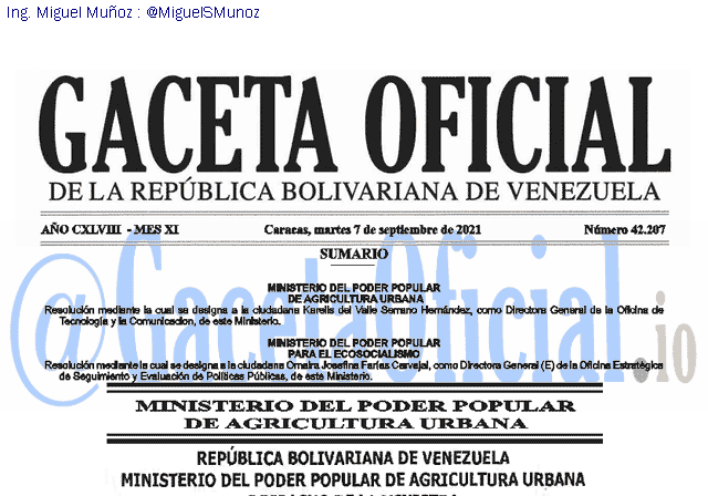 Gaceta Oficial 42207 del 7 septiembre 2021