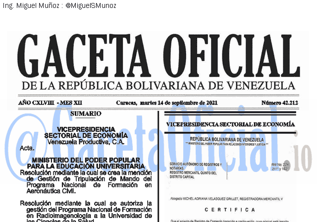 Gaceta Oficial 42212 del 14 septiembre 2021