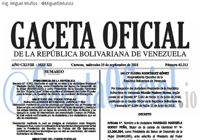 Gaceta Oficial 42213 del 15 septiembre 2021