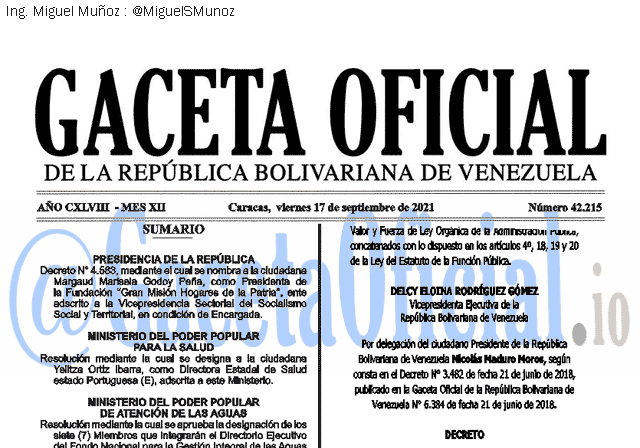 Gaceta Oficial 42215 del 17 septiembre 2021