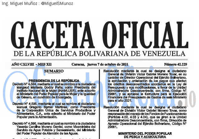 Gaceta Oficial 42229 del 7 octubre 2021