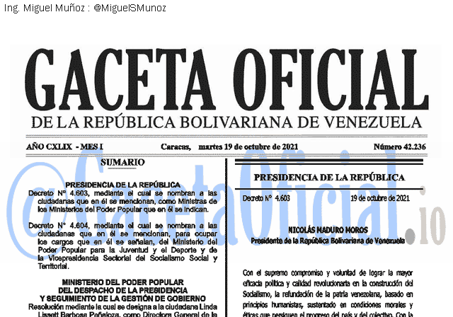 Gaceta Oficial 42236 del 19 octubre 2021
