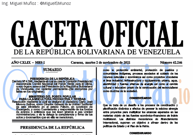 Gaceta Oficial 42246 del 02 noviembre 2021