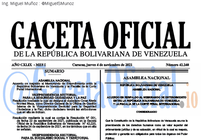 Gaceta Oficial 42248 del 04 noviembre 2021