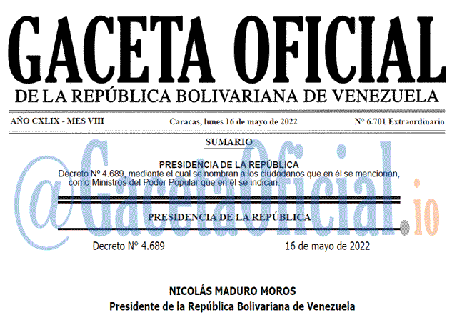 Venezuela Gaceta Oficial 42375 del 12 mayo 2022