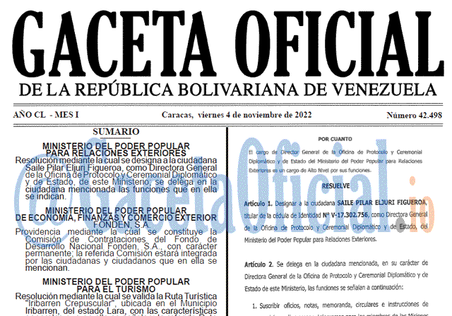 Gaceta Oficial Venezuela #42498 del 4 noviembre 2022