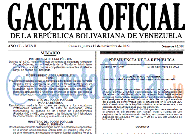 Gaceta Oficial, Gaceta Oficial 42507, Gaceta 42507