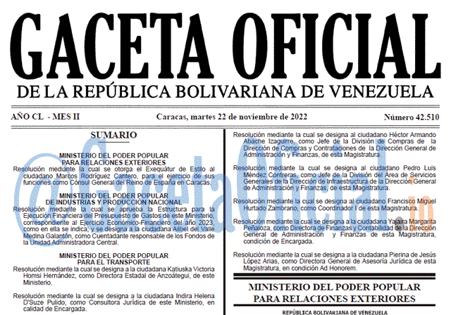 Gaceta Oficial, Gaceta Oficial 42510, Gaceta 42510