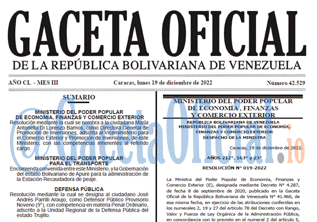 Gaceta Oficial, Gaceta 42529, Gaceta #42529, Gaceta Oficial Venezuela #42529