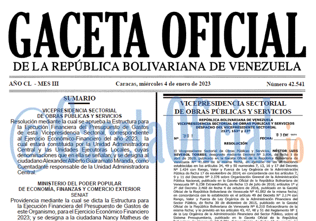 Gaceta Oficial, Gaceta 42541, Gaceta #42541, Gaceta Oficial Venezuela #42541