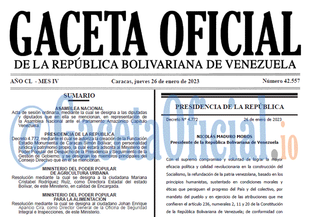 Gaceta Oficial, Gaceta 42557, Gaceta #42557, Gaceta Oficial Venezuela #425557