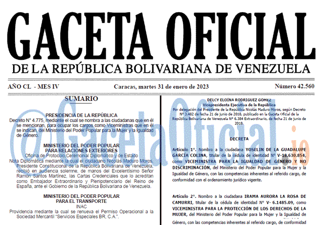 Gaceta Oficial, Gaceta 42560, Gaceta #42560, Gaceta Oficial Venezuela #42560