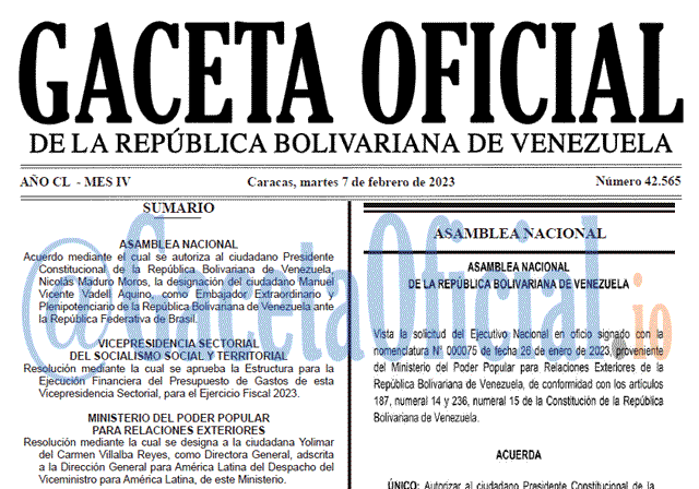 Gaceta Oficial, Gaceta 42565, Gaceta #42565, Gaceta Oficial Venezuela #42565