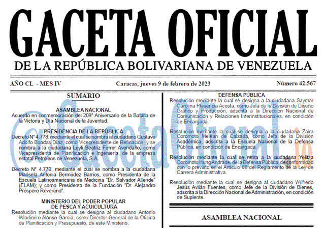 Gaceta Oficial, Gaceta 42567, Gaceta #42567, Gaceta Oficial Venezuela #42567